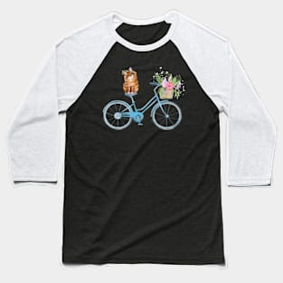 Cat On Bicycle With Flower Cat Mom Cat Lover Baseball T-Shirt